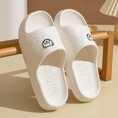 Cute Bear Summer Slippers for  Men & Women -Non-Slip EVA Cloud Slides Cozy Bathroom Beach Sandals