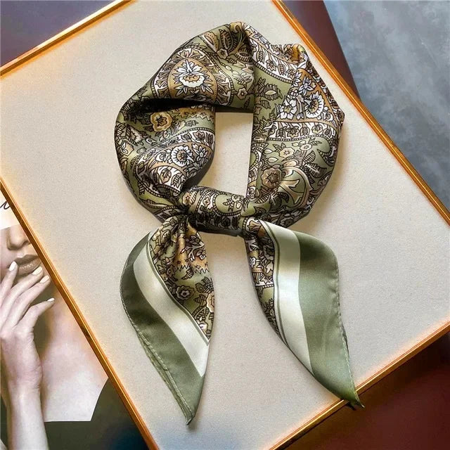 Silk Feel Square for Women - Luxury Designer Headscraf Hair Bandana Neckerchief