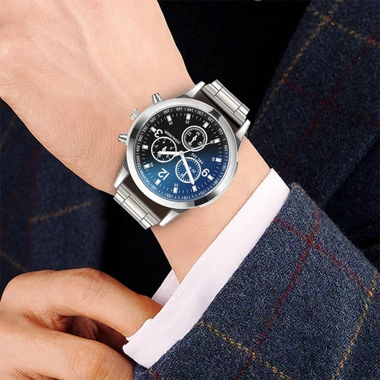 Yolako Men's Quartz Watch - Elegant stainless Fashion & Business Casual Wristwatch Set