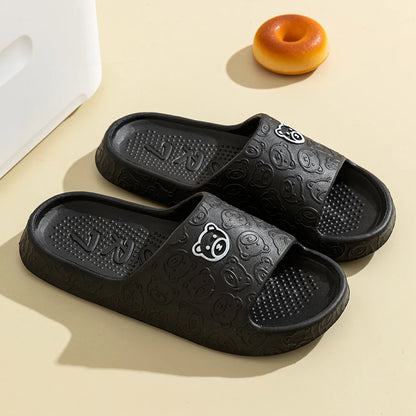 Cute Bear Summer Slippers for  Men & Women -Non-Slip EVA Cloud Slides Cozy Bathroom Beach Sandals