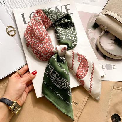Silk Feel Square for Women - Luxury Designer Headscraf Hair Bandana Neckerchief