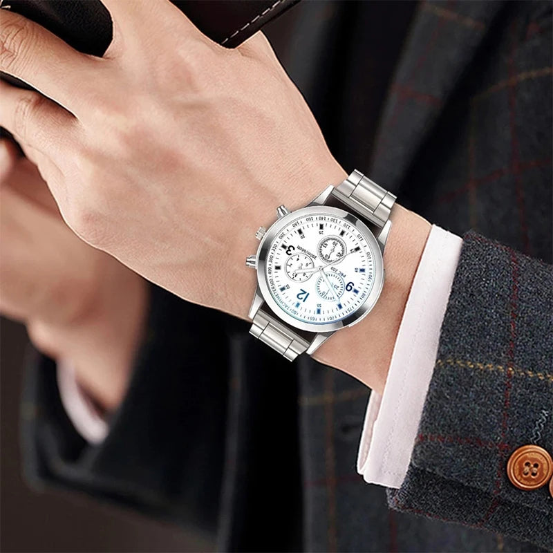 Yolako Men's Quartz Watch - Elegant stainless Fashion & Business Casual Wristwatch Set