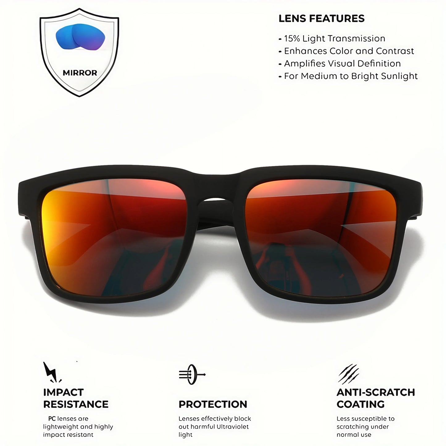 VEGUEROS 4-Pack Square Sports Sunglasses - UV400 Protection Unisex Eyewear for Men & Women