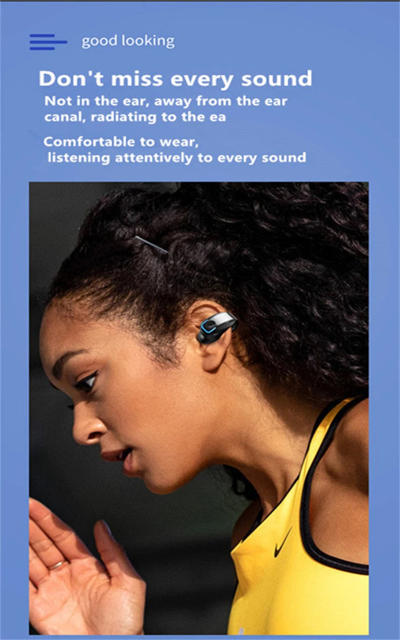 Clip-On Wireless Bluetooth Earphones - Open - Ear Sports Earbuds Bone Conduction Style TWS Headset
