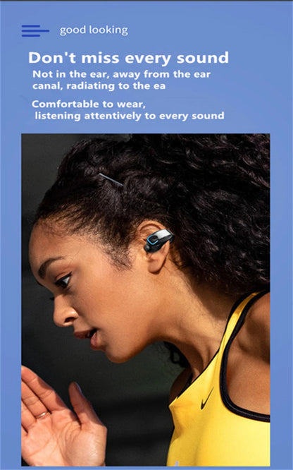 Clip-On Wireless Bluetooth Earphones - Open - Ear Sports Earbuds Bone Conduction Style TWS Headset