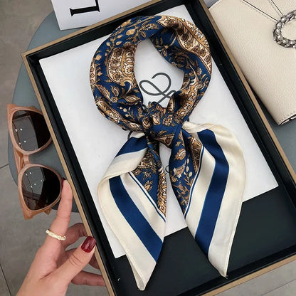 Silk Feel Square for Women - Luxury Designer Headscraf Hair Bandana Neckerchief