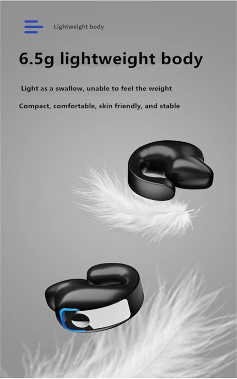 Clip-On Wireless Bluetooth Earphones - Open - Ear Sports Earbuds Bone Conduction Style TWS Headset