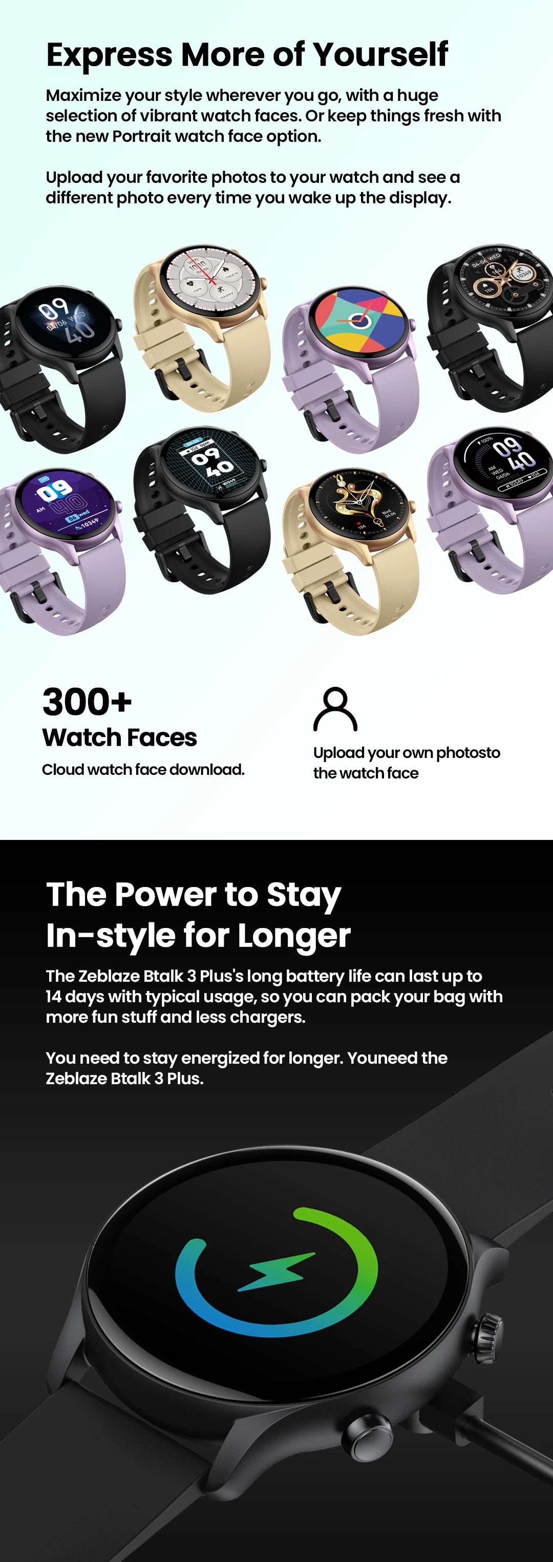 Zeblaze Btalk 3 Plus Smart Watch - 1.39" HD Touchscreen Bluetooth Calling Smartwatch for Men & Women