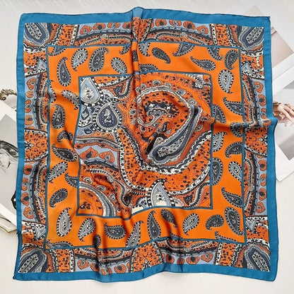 Silk Feel Square for Women - Luxury Designer Headscraf Hair Bandana Neckerchief