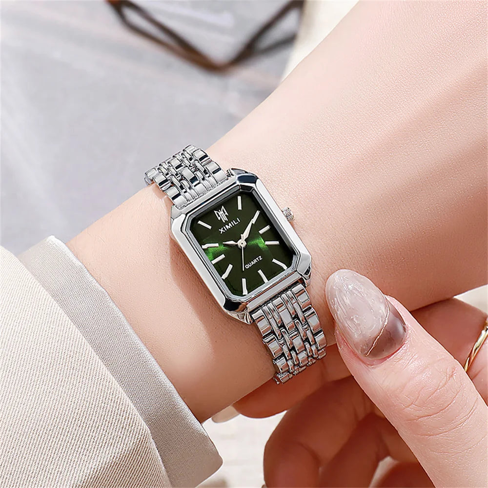 ZHOWE Luxury Gold Plated Women Watches - Elegant Vintage Rectangle Quartz Dress Wristwatch