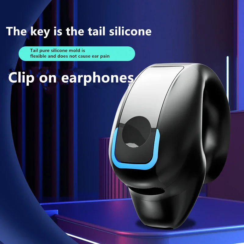 Clip-On Wireless Bluetooth Earphones - Open - Ear Sports Earbuds Bone Conduction Style TWS Headset