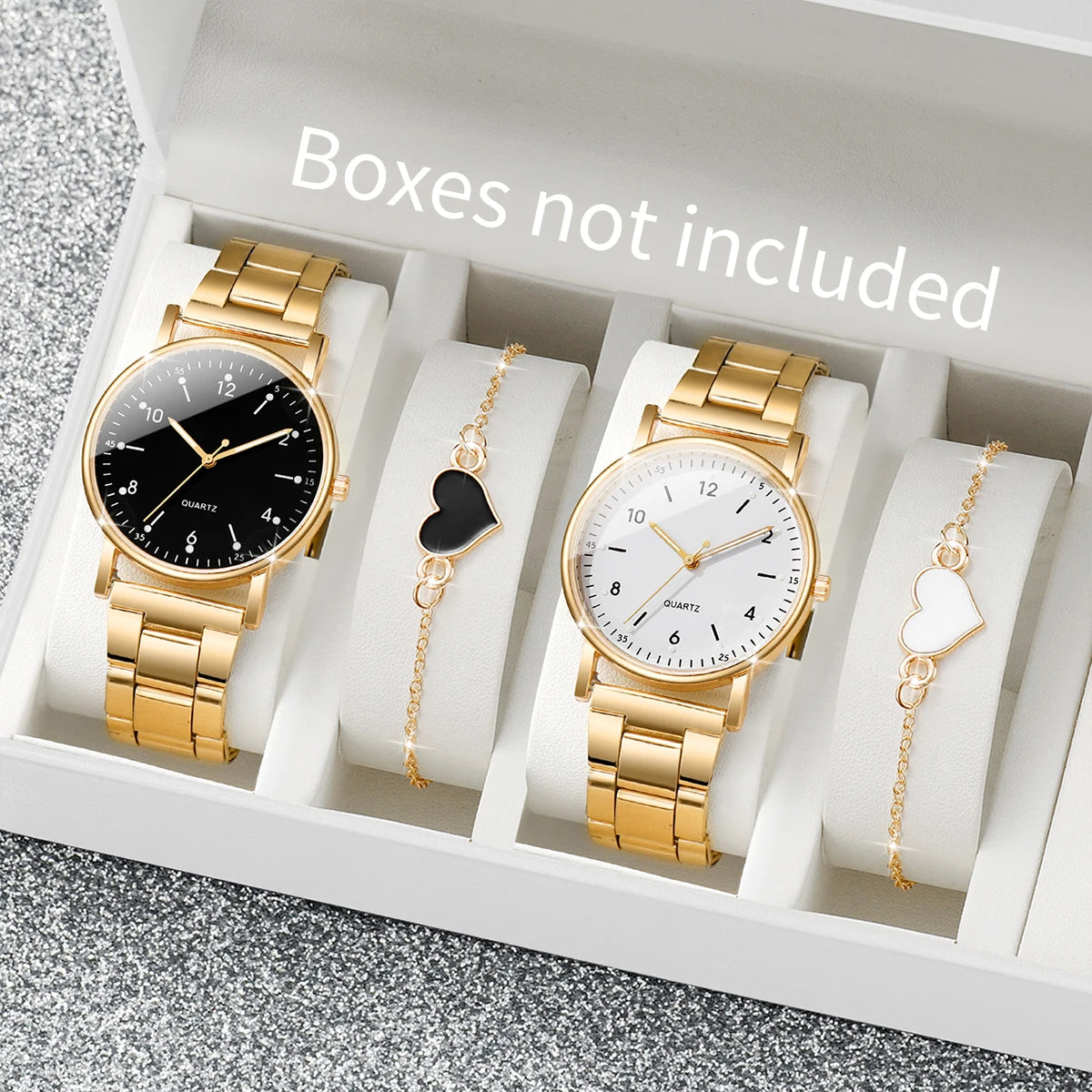 Elegant Women's Watches & Bracelets Set -  Quartz Wristwatch with Arabic Dial