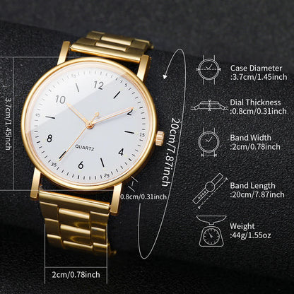 Elegant Women's Watches & Bracelets Set -  Quartz Wristwatch with Arabic Dial