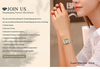 ZHOWE Luxury Gold Plated Women Watches - Elegant Vintage Rectangle Quartz Dress Wristwatch