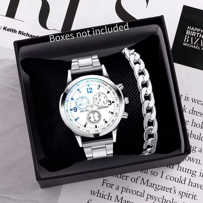 Yolako Men's Quartz Watch - Elegant stainless Fashion & Business Casual Wristwatch Set