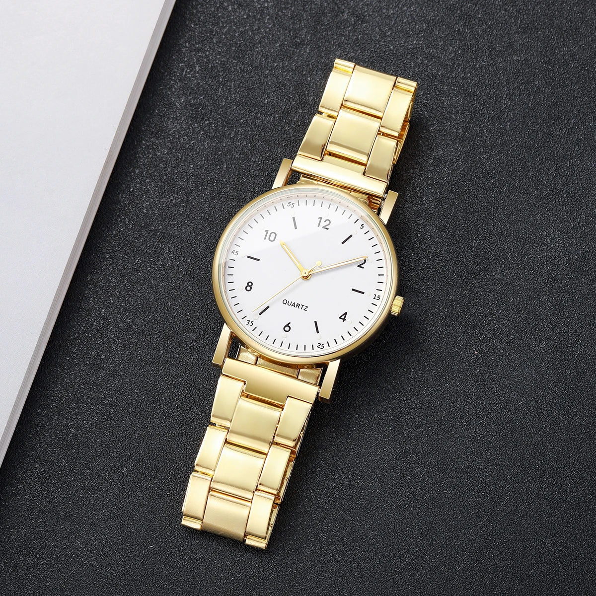 Elegant Women's Watches & Bracelets Set -  Quartz Wristwatch with Arabic Dial